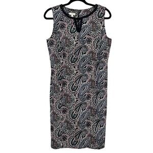 Talbots Petites Women's Sz 10P Paisley Woven Cotton Sheath Dress Preppy Academia